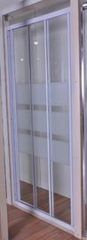 A porta de vidro feita sob encomenda do chuveiro, portas de vidro de deslizamento do chuveiro 3Pcs com branco pintou o perfil
