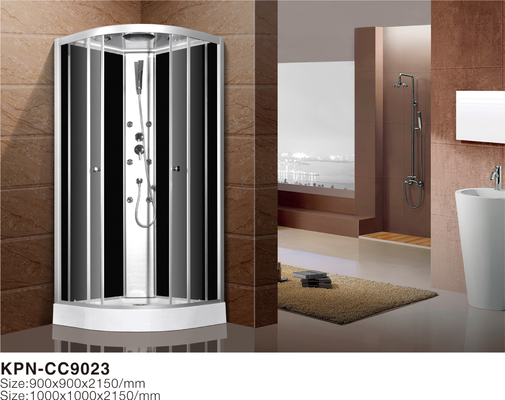Cabine de chuveiro com bandeja acrílica branca de alumínio cromado