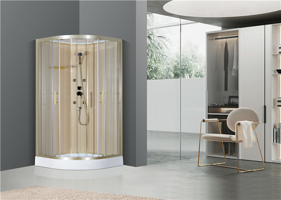 Cabine do chuveiro com a bandeja acrílica branca 900*900*2150cm   alumimium do ouro