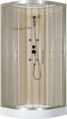 Cabine do chuveiro com a bandeja acrílica branca 900*900*2150cm   alumimium do ouro